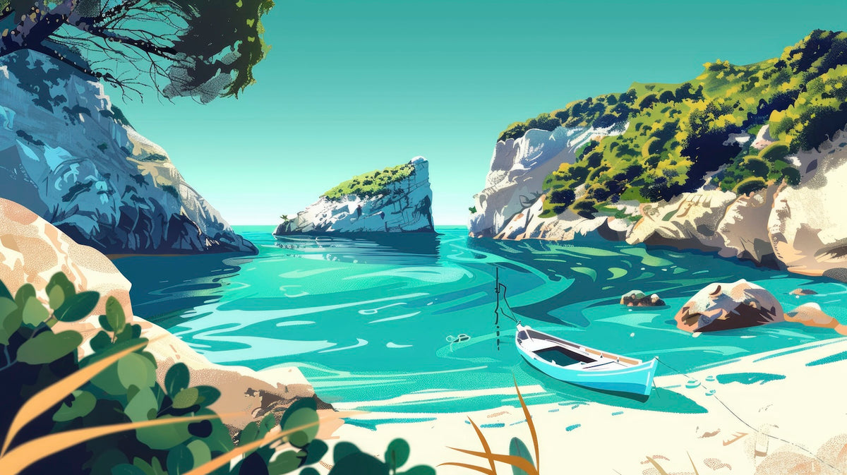 Papier Peint Plages - Plage Turquoise et Palmiers