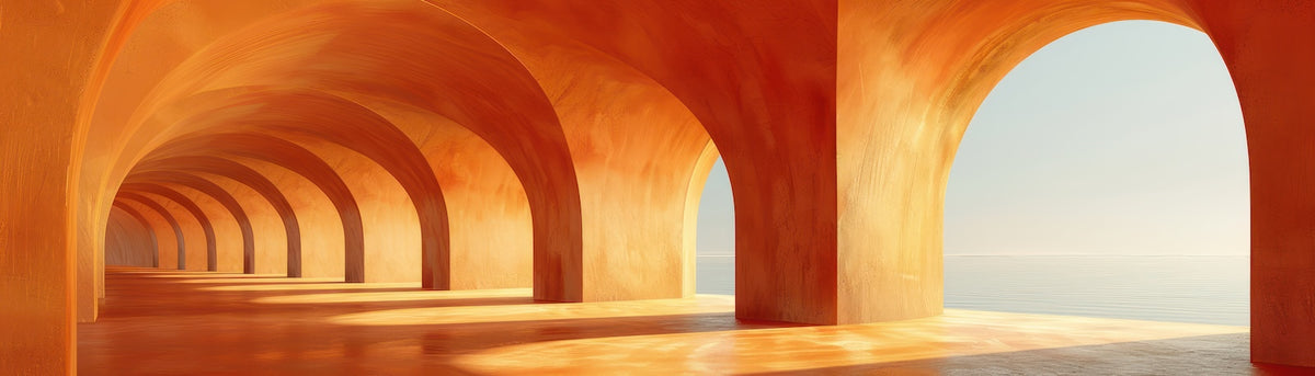 Abstract Wallpaper - Orange Arches Tunnel