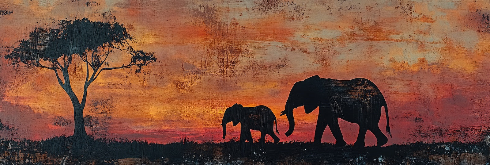 Papier Peint Animaux - Savane Coucher de Soleil