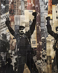 Papier Peint Collage - Silhouettes en Révolte Vintage
