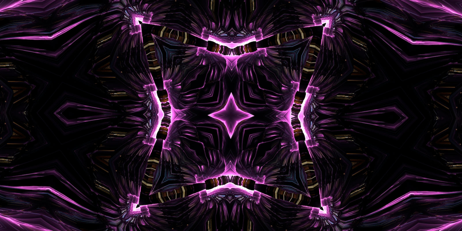 Papier Peint Abstrait - Fractale Violette Néon