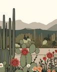 Desert Wallpaper - Illustrated Cacti and Flowers