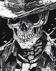 Papier Peint Noir et Blanc - Cowboy Squelette Esquissé