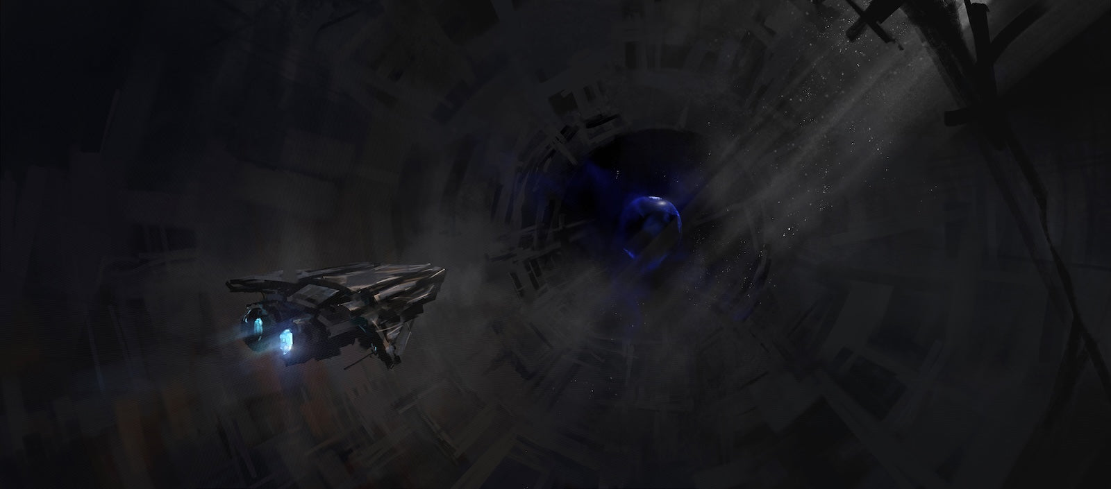 Papier Peint Science-Fiction - Vaisseau dans l'Espace Sombre