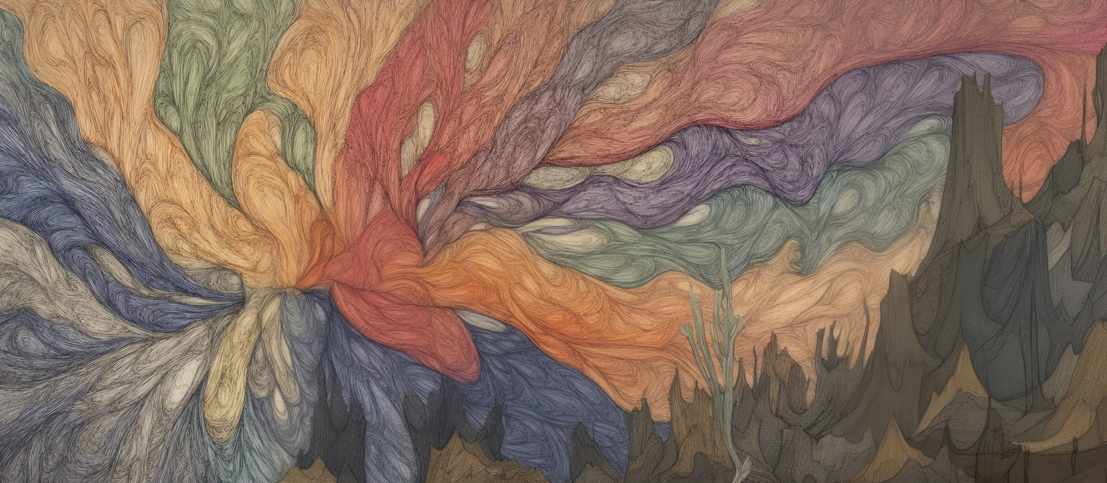 Papier Peint Abstrait - Fumée Colorée Paysage