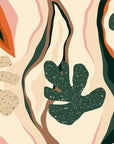 Papier Peint Tropical - Feuilles Orange et Turquoise
