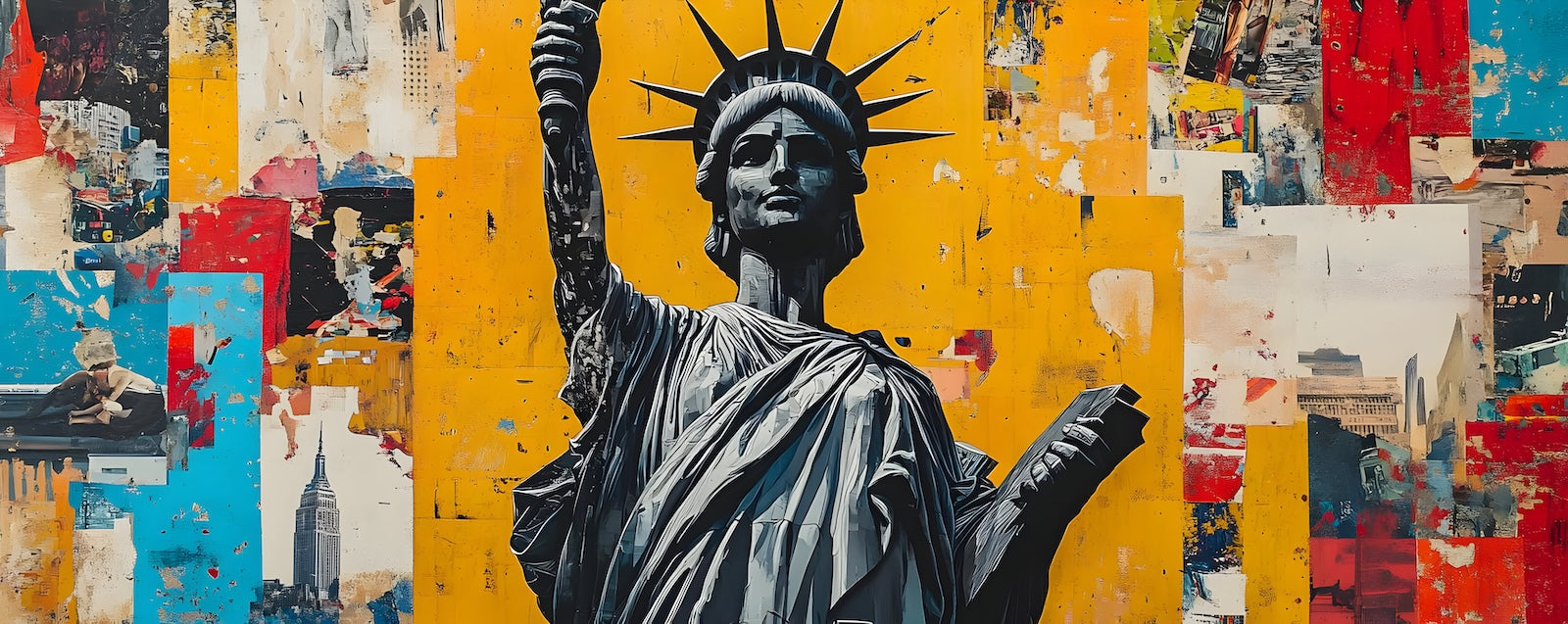 Papier Peint Pop Art - Statue de la Liberté Collage