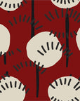 Papier Peint Abstrait - Fleurs Rondes sur Rouge