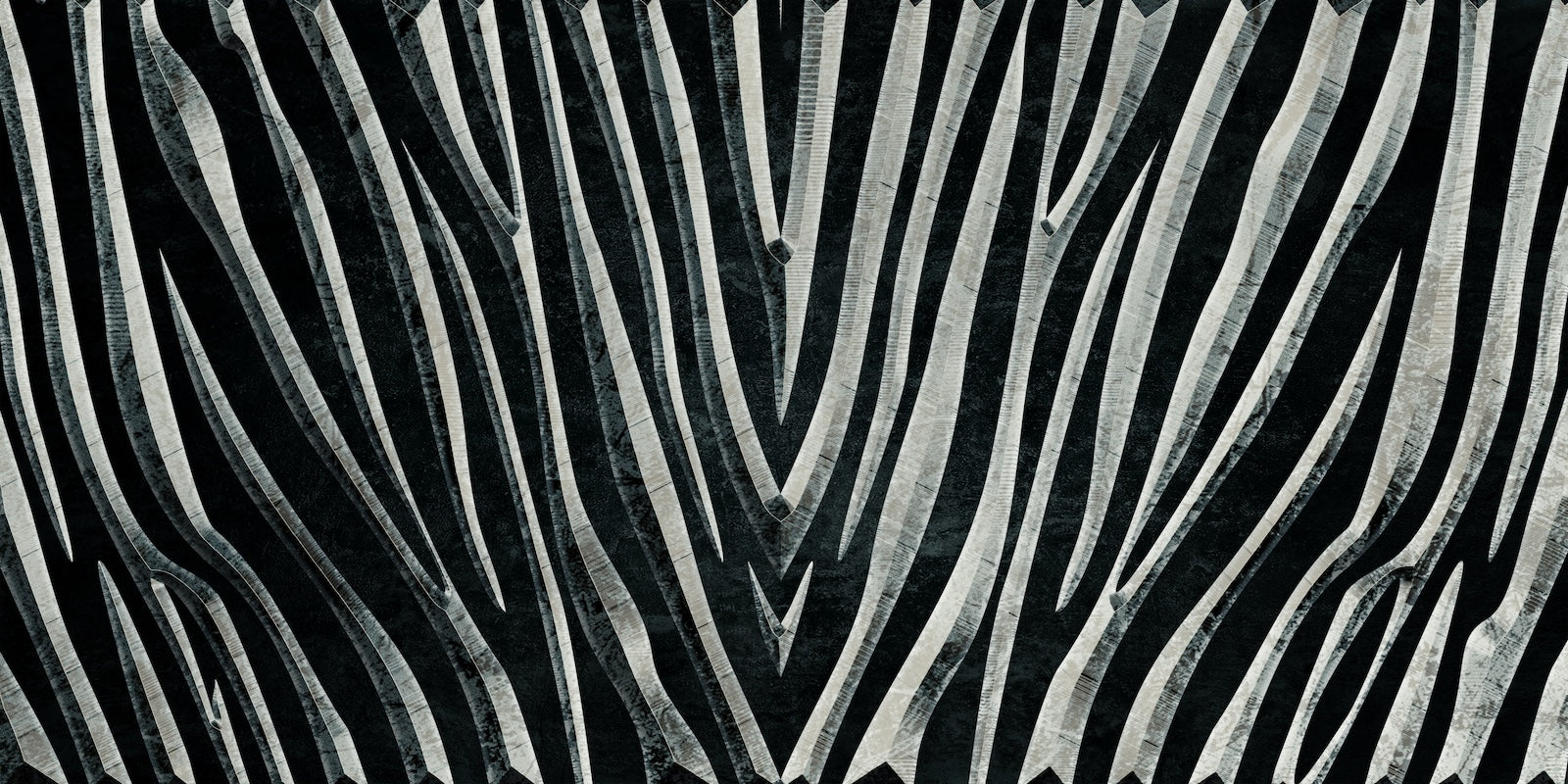 Papier Peint Noir et Blanc - Motif Zébré Abstrait