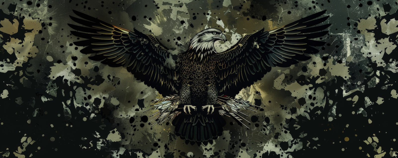 Papier Peint Oiseaux & Rapaces - Aigle en Motif Camouflage