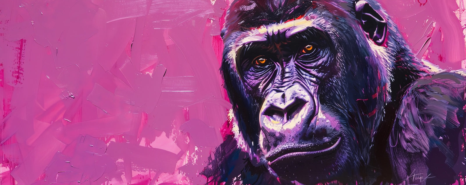 Papier Peint Animaux - Gorille Pop Art Rose