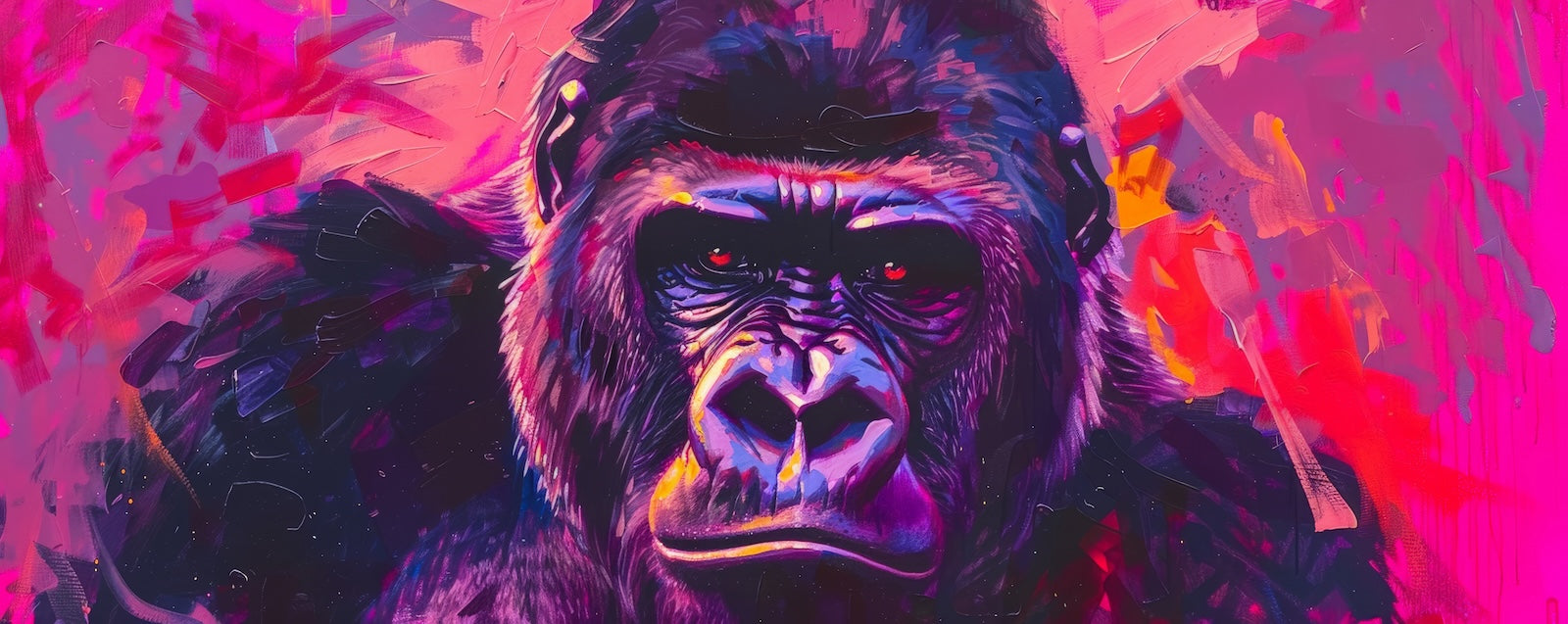 Papier Peint Animaux - Gorille Pop Art Violet