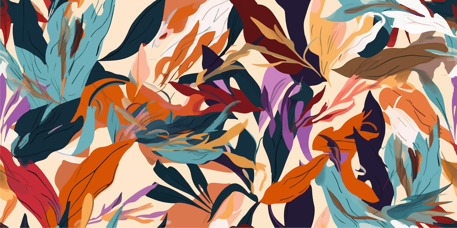 Papier Peint Feuillage - Palette Vive Multicolore