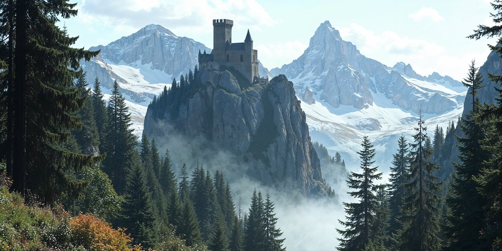 Papier Peint Fantastique - Château dans les Montagnes