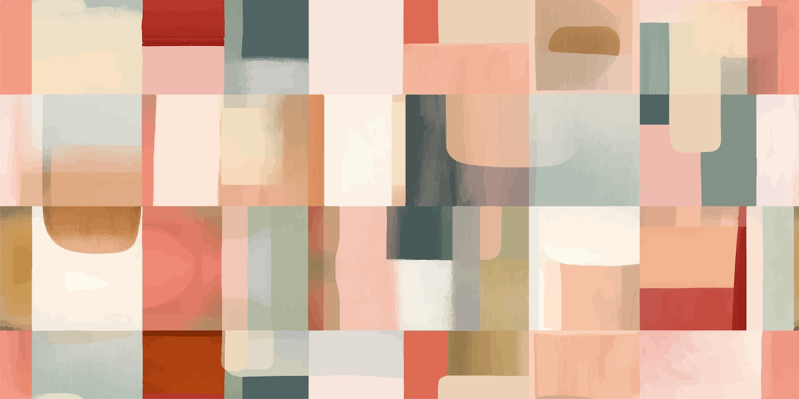 Papier Peint Abstrait - Patchwork Pastel Géométrique