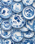 Patterned Wallpaper - Blue and White Circles