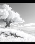 Papier Peint Noir et Blanc - Arbre Solitaire Illustré