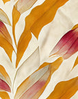 Papier Peint Floral - Feuilles Orange et Rouge