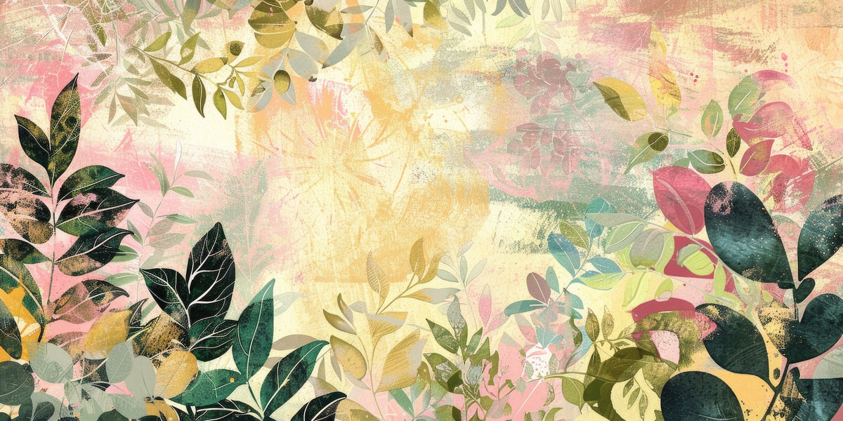 Floral Wallpaper - Pink Flowers and Gold Foliage