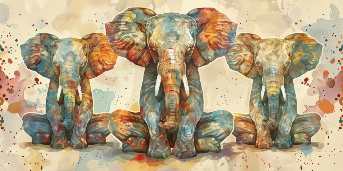 Animal Wallpaper - Watercolour Elephant Trio