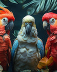 Papier Peint Oiseaux & Rapaces - Perroquets et Fleurs Tropicales
