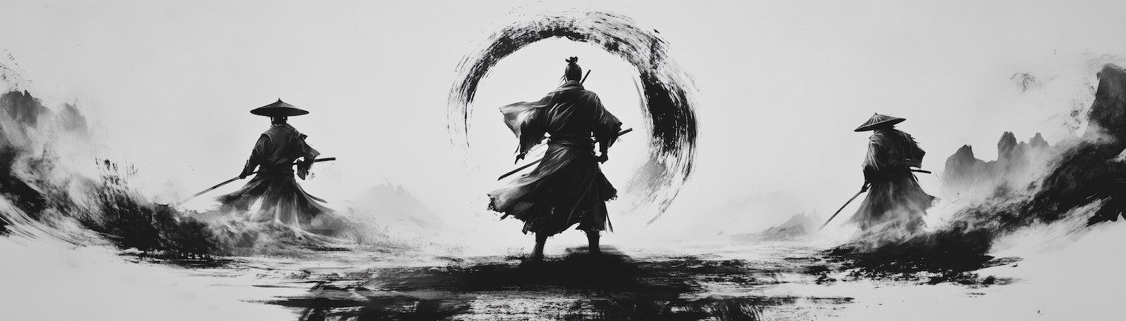 Papier Peint Samouraï - Duel Noir et Blanc