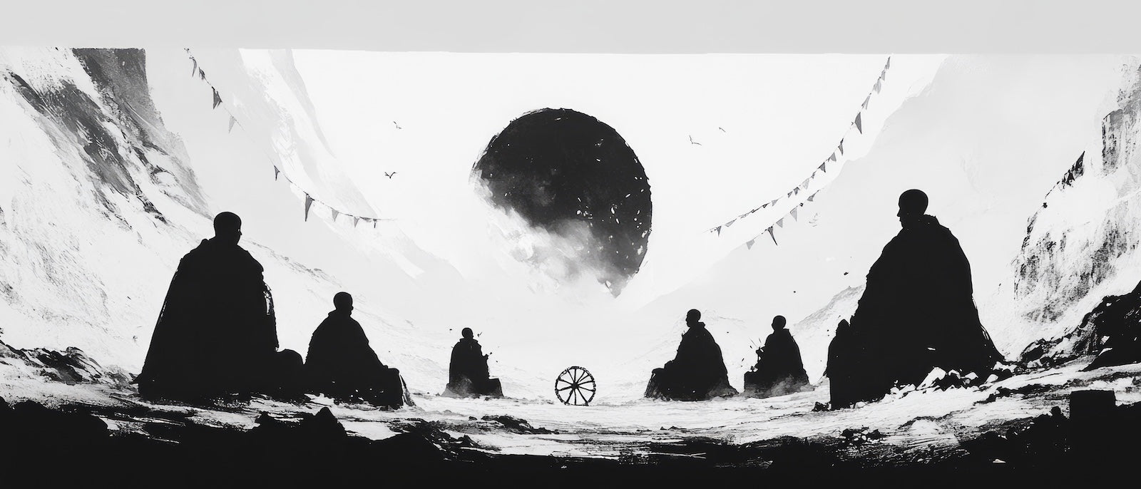Papier Peint Samouraï - Silhouettes au Clair de Lune