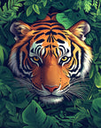 Papier Peint Animaux - Tigre dans la Jungle Verte
