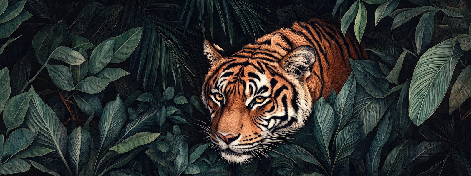 Papier Peint Animaux - Tigre en Gros Plan Jungle