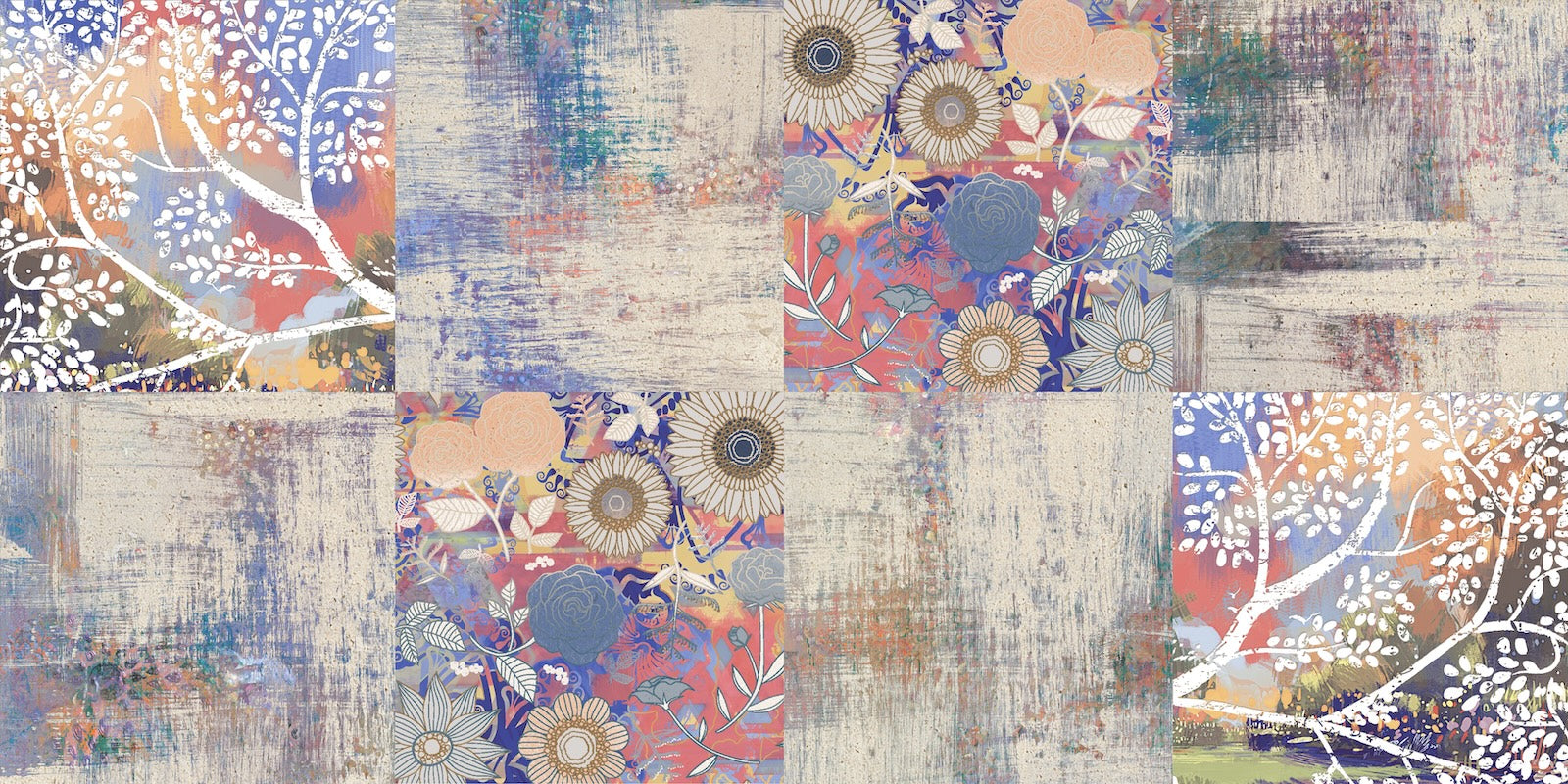 Papier Peint Motif - Ornements Japonais Colorés