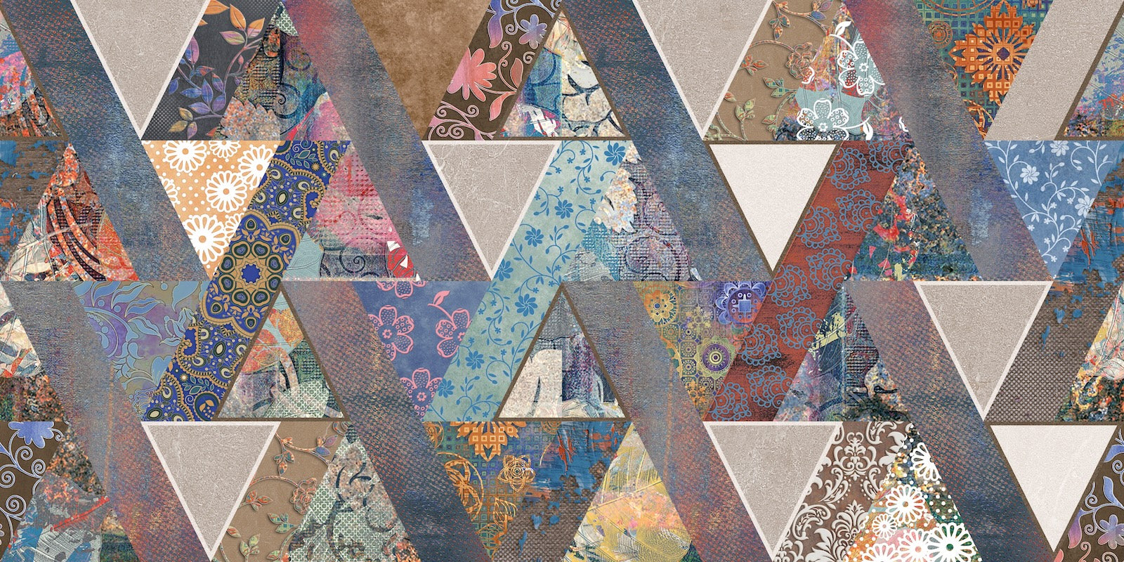 Papier Peint Géométrique - Triangles Marbrés Colorés