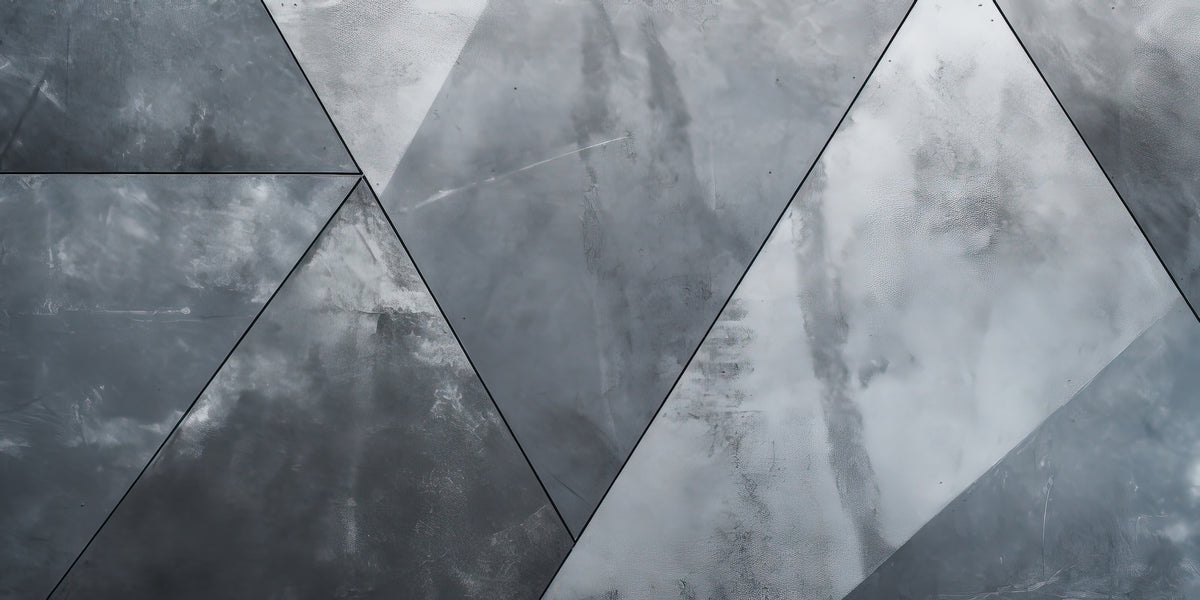 Geometric Wallpaper - Grey Marbled Triangles