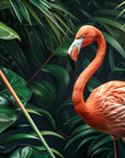 Papier Peint Animaux - Flamant Rose dans les Palmiers