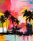 Papier Peint Tropical - Palmiers Pop Art Colorés