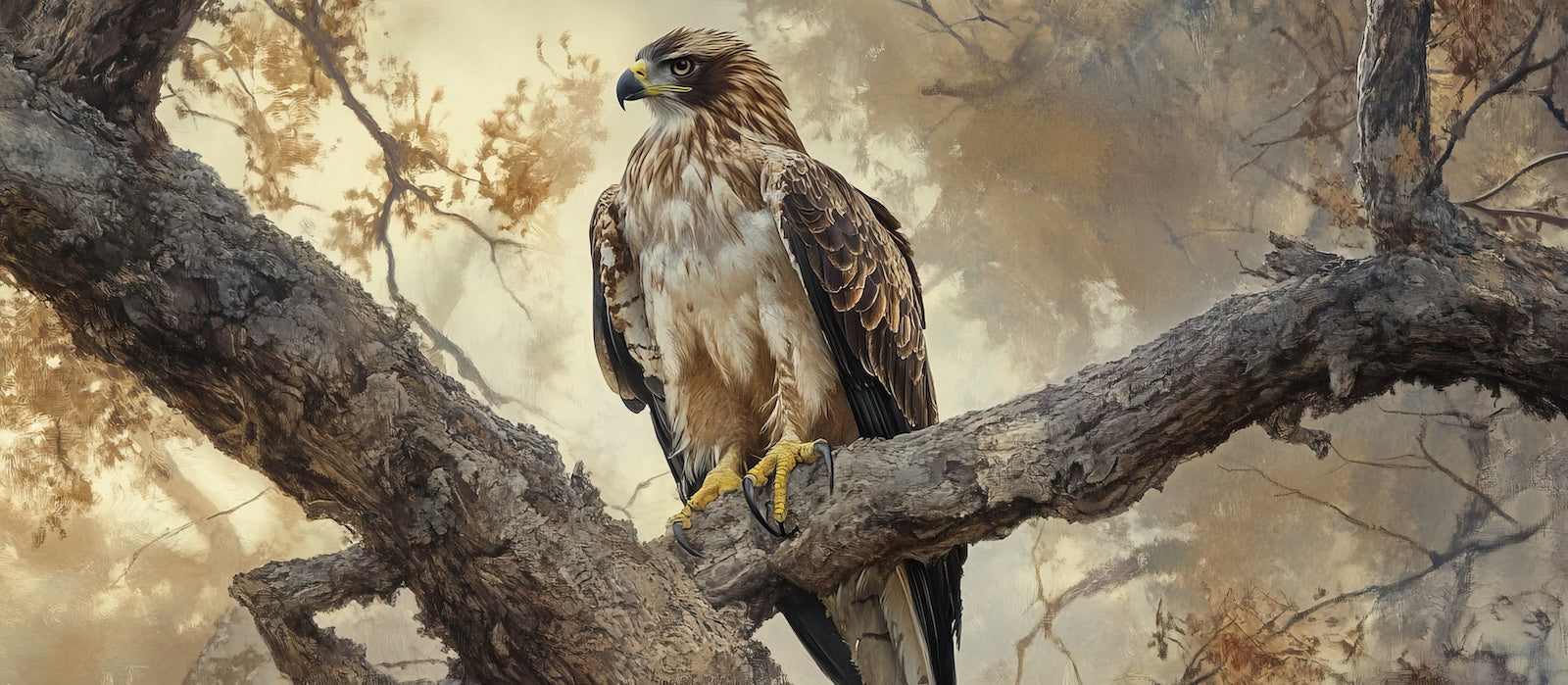 Papier Peint Oiseaux & Rapaces - Faucon sur Branche