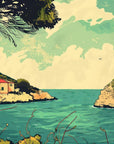 Papier Peint Paysage - Crique Turquoise Illustrée