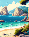 Papier Peint Paysage - Plage Rocheuse Méditerranéenne