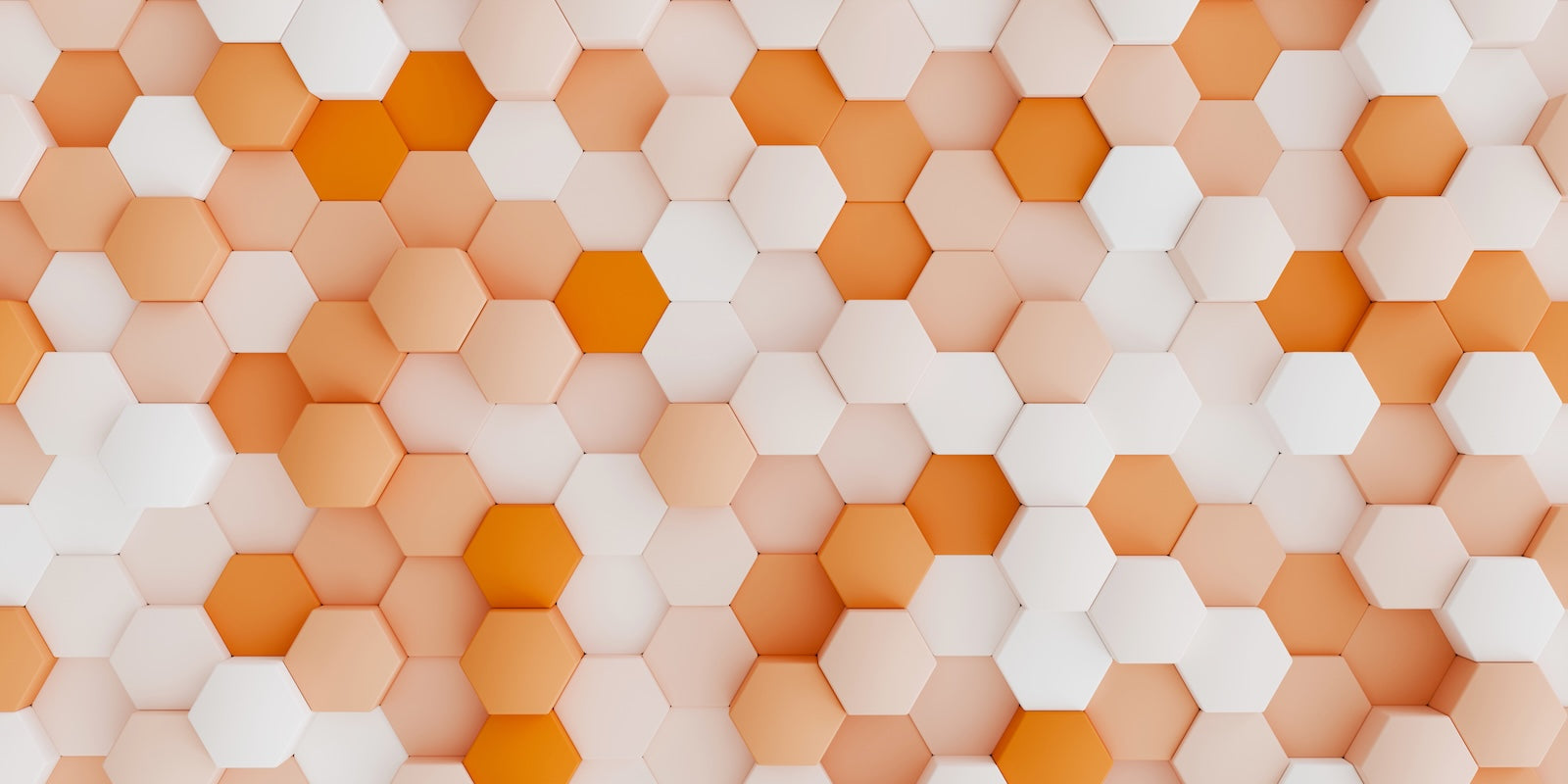 Papier Peint Géométrique - Hexagones Orange et Blanc