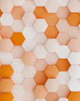 Papier Peint Géométrique - Hexagones Orange et Blanc