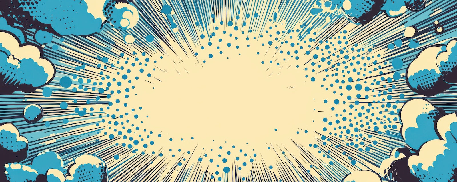 Papier Peint Pop Art - Explosion Bleue et Jaune