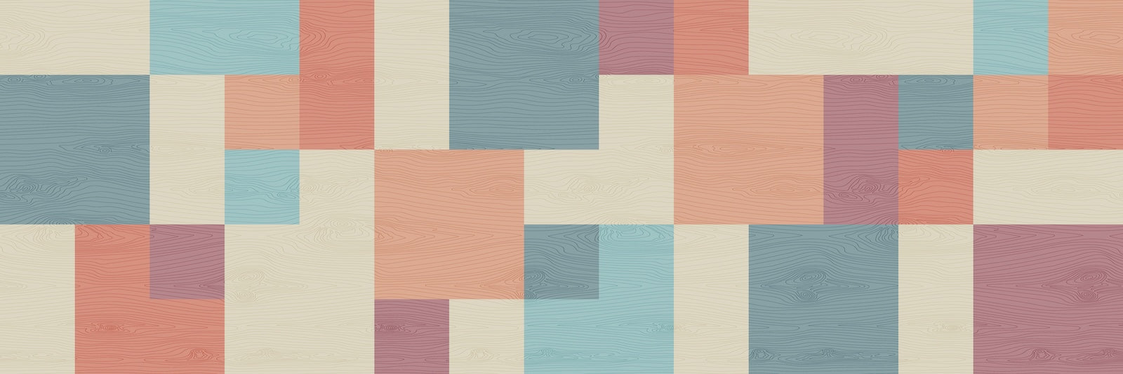 Papier Peint Bois - Damier Multicolore Pastel