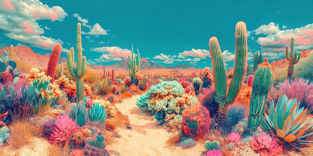 Desert Wallpaper - Illustrated Colorful Cacti