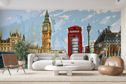 Tapeta krajobrazowa – Big Ben i czerwona budka telefoniczna w Londynie