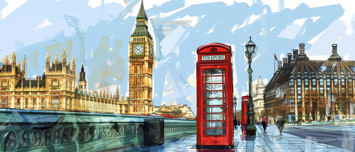 Tapeta krajobrazowa – Big Ben i czerwona budka telefoniczna w Londynie