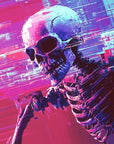 Papier Peint Cyberpunk - Squelette Néon Rose et Bleu