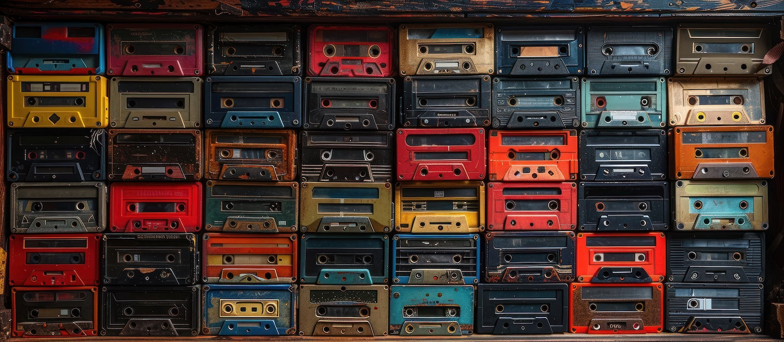 Papier Peint Rétro - Collection de Radios Cassettes
