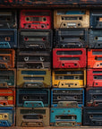 Papier Peint Rétro - Collection de Radios Cassettes