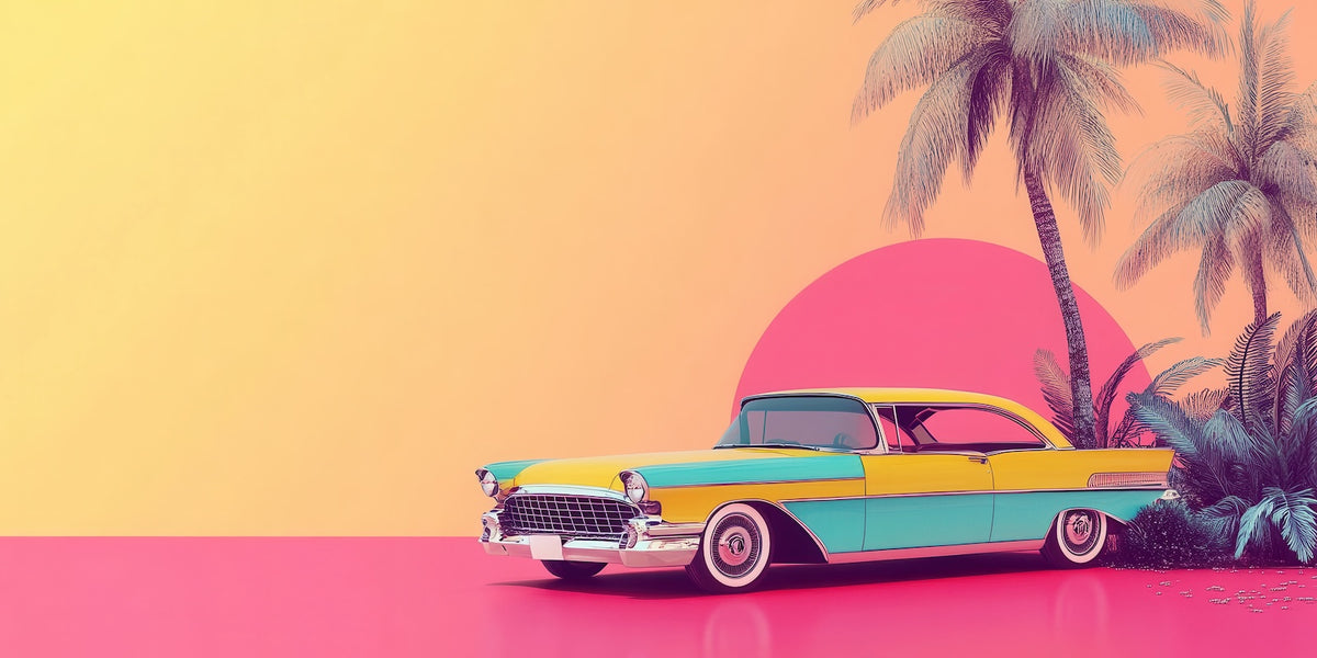 Retro Wallpaper - Vintage Car on the Beach