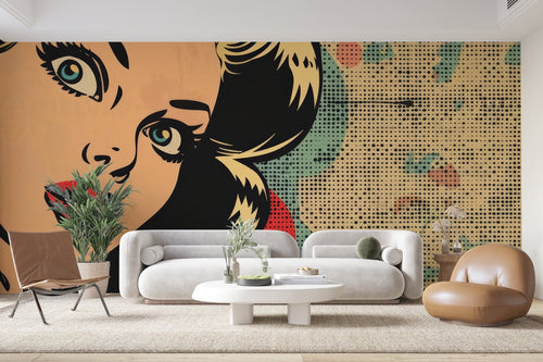 Tapeta pop-art – portret kobiety w stylu komiksowym
