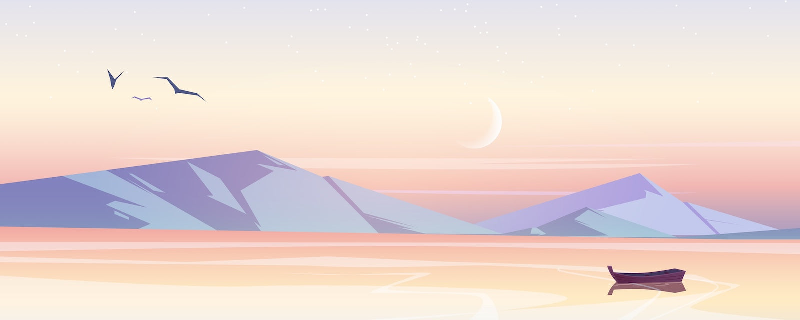 Papier Peint Abstrait - Montagnes au Crépuscule